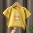 thumbnail image 2 of Xudanell Toddler Boys Girls Cute Bunny Short Sleeve Crew Neck Shirt Top Kids Easter Outfits (Yellow, 8-12 Months), 2 of 7