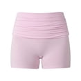thumbnail image 4 of Arlun Womens Fold over Yoga Shorts Summer Elastic High Waist Seamless Lifting Gym Leggings Comfortable Soft Breathable Pure Color Non See Through Athletic Shorts Pink XL, 4 of 4