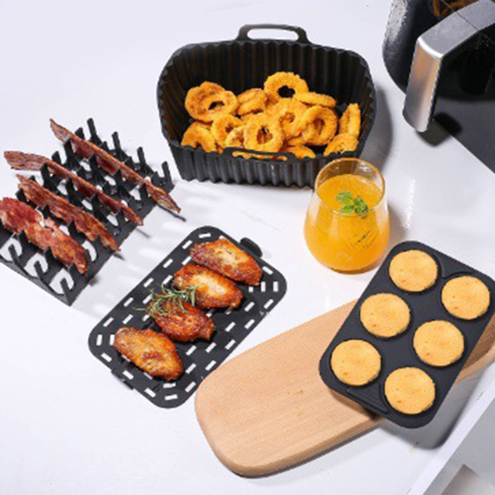 ZenCart Silicone Baking Mat Non-Stick Air Fryer Liner for Cakes Cookies Jelly Pudding Oven Pan Hot Dog Bacon Rack Reusable Cake Molds