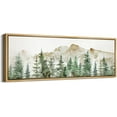 thumbnail image 3 of IDEA4WALL Extra Large Framed Canvas Print Wall Art Watercolor Pine Trees and Mountain Artwork Nature Wilderness Antique Retro Fine Art Decorative Relax/Calm for Home Decoration - 60"x20", 3 of 5