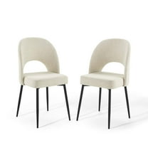 Modway Rouse Dining Side Chair Upholstered Fabric Set of 2 in Black Beige