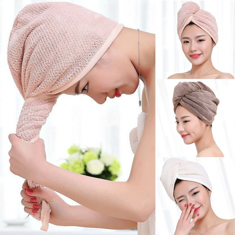 Turban Twist Dry Shower Microfiber Hair Wrap Towel Drying Bath Spa Head Cap Hat 