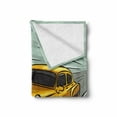 thumbnail image 2 of Cars Soft Flannel Fleece Blanket, Speeding Yellow Vintage Car on Road Fast Vehicle Action Retro Inspired, Cozy Plush for Indoor and Outdoor Use, 50" x 60", Reseda Green Yellow Grey, by Ambesonne, 2 of 6
