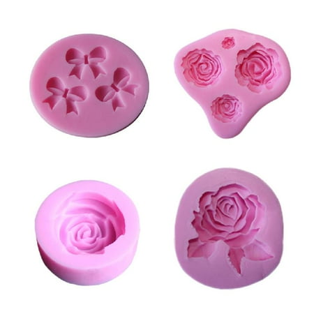 

DOYOUNG 4 Pcs Flower Fondant Molds for Fondant Chocolate Candy Gum Paste Polymer Clay So