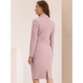 thumbnail image 4 of Conjunto de traje de 2 piezas Allegra K Blazer y falda de tubo Rosa M para mujer, 4 of 6