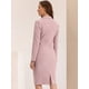 thumbnail image 4 of Conjunto de falda de traje de 2 piezas para mujer Blazer de manga larga informal de negocios y falda de tubo Rosa L, 4 of 6