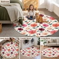 thumbnail image 6 of Red Pink Flower Round Living Room Rugs 6 ft, Watercolor Floral Green Leaf Vintage Country Washable Area Rug with Non-Slip Sturdy Edge Binding Round Carpet for Kitchen Office Bedroom, 6 of 9