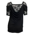 thumbnail image 2 of eVogues Plus size Floral Lace Half Sleeve Top Black, 2 of 3