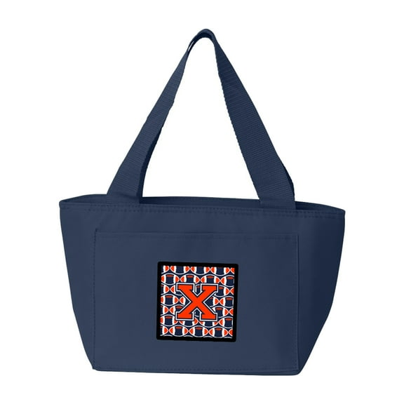 Letter X Football Orange Blue and white Lunch Bag