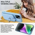 thumbnail image 6 of Accordion Wallet Case for iPhone 14 with Rotatable Ring Holder Kickstand, RFID Blocking Card Slots Finger Grip Ring PU Leather Shockproof Purse Cover for iPhone 14, Skyblue, 6 of 7