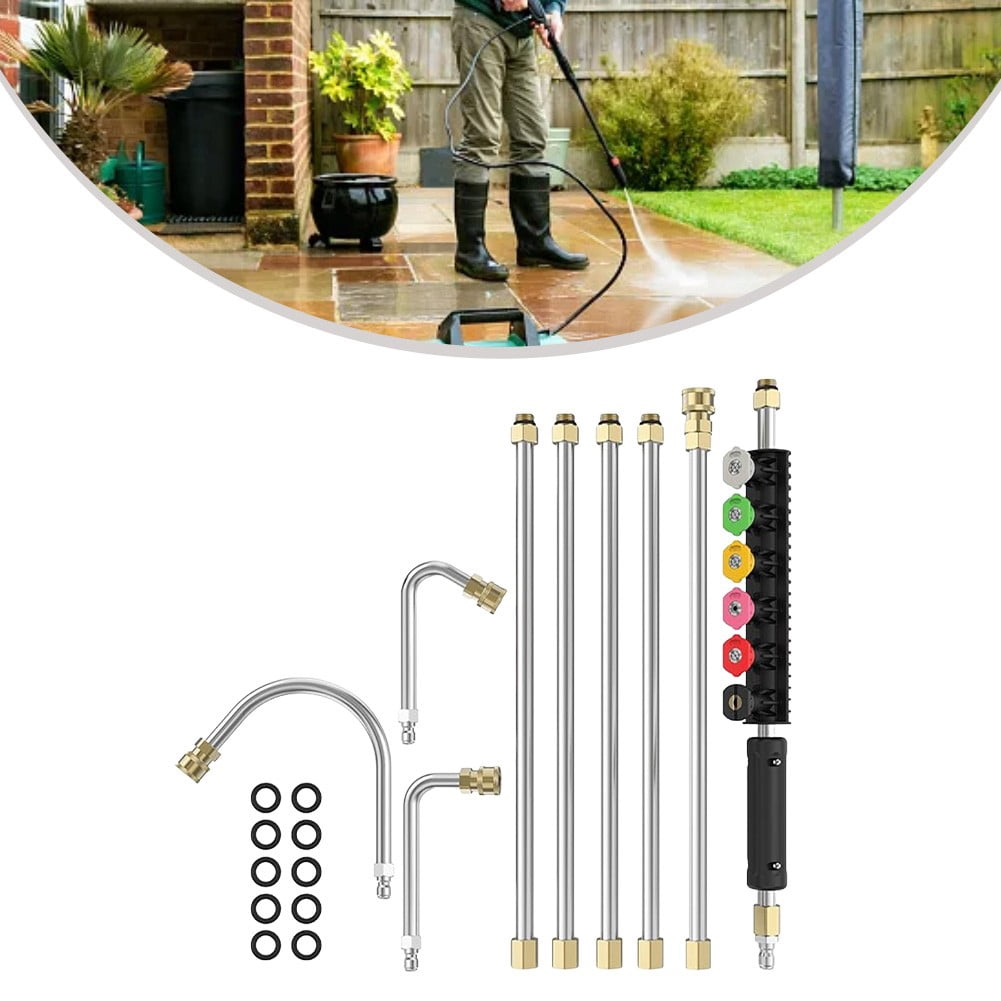 9FT Pressure Washer Extension Wand with 6 Nozzles for Gutter & Roof Cleaning
