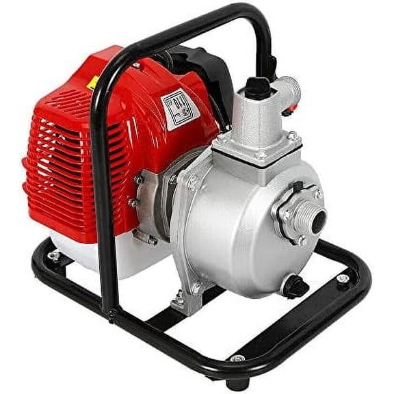 Gas Gasoline Water Pump,1" 2 Stroke 1.7HP Petrol Water Transfer High Pressure Pump for Irrigation Pool, Landscaping or Gardening Irrigation (With English Manual)$$Garden & Patio