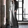 thumbnail image 6 of O-Neck Long Sleeve Buttons Decor Pockets Fleece Lining Sweatshirt Dress Autumn Winter Solid Color Oversized Warm Pullover Maxi Dress Daily Clothing, 6 of 8