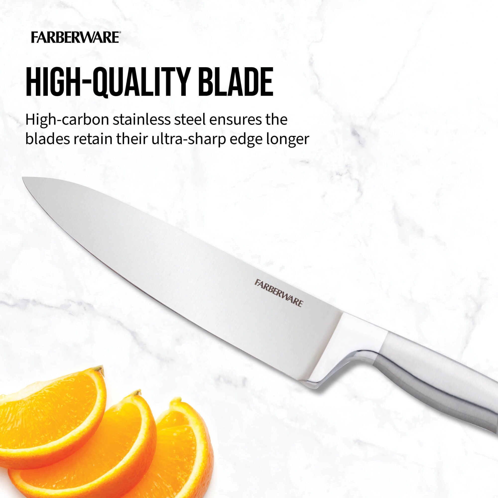 Farberware Edgekeeper 13-Piece Stainless Steel Knife Block Set with Built-In Knife Sharpener