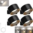 thumbnail image 1 of yusuiyi Lumières de Suède Lampes Murales Blanc Noir Texture Bois Rechargeable Télécommande Dimmable Rotation 360°, 1 of 10