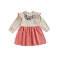 thumbnail image 1 of Kmbangi Baby Long Sleeve Dress with Ruffle Decoration, Flower Corduroy, 1 of 9