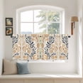 thumbnail image 3 of Navy Blue Beige Abstract Tier Curtains, Modern Vintage Geometric Light Filtering Kitchen Curtains, 2Pcs Rod Pocket Half Window Treatments Panels for Sink Cafe Cabinet Camper 27.5x24 Inches, 3 of 9