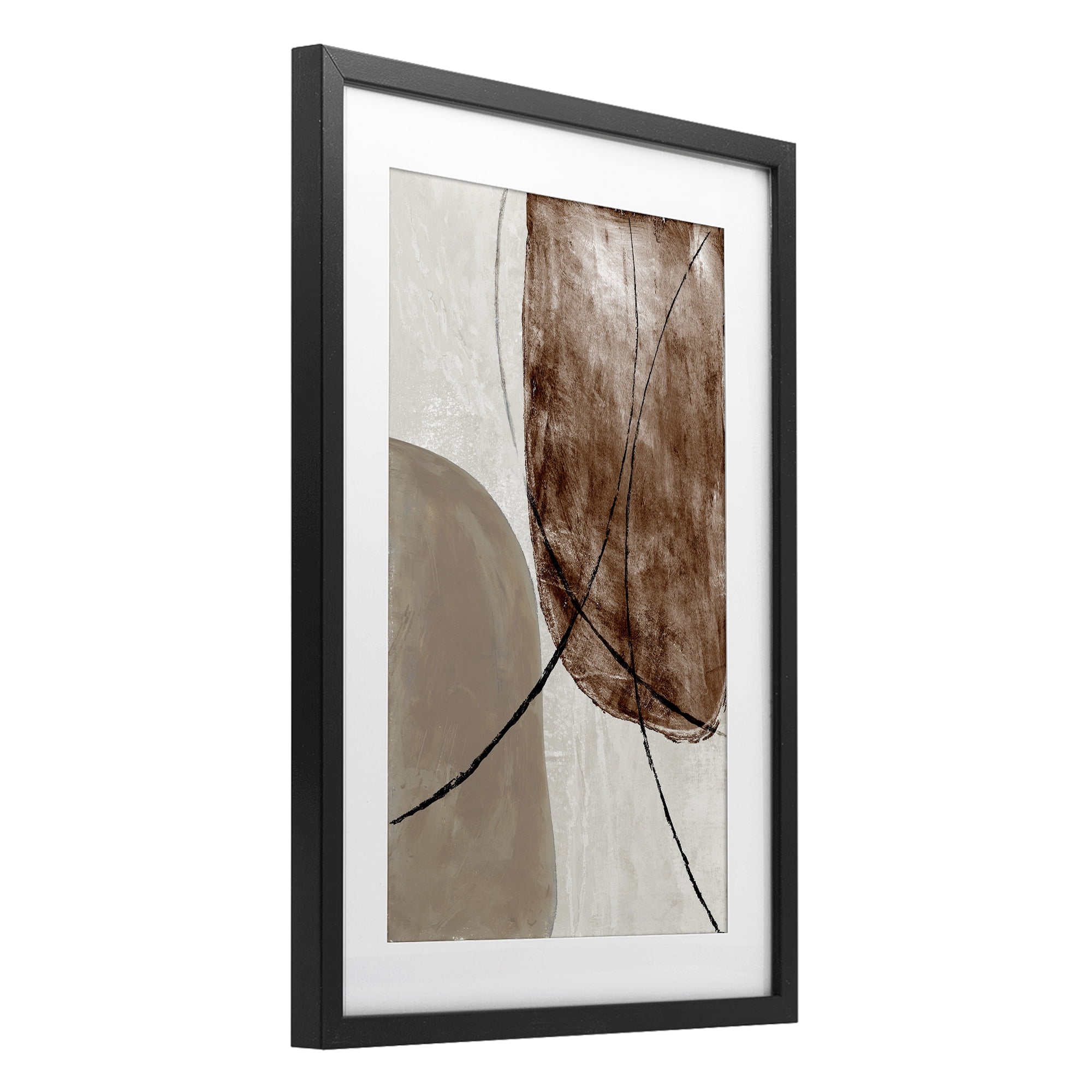 Stupell Industries Taupe & Brown Abstract Black Framed Print Under Glass, design by Merri Pattinian