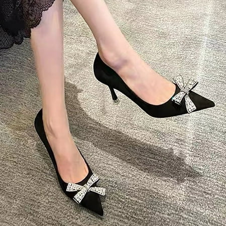 

kpoplk High Heels Pumps for Women Closed Toe Stillettos Heels Dress Shoes(Black)