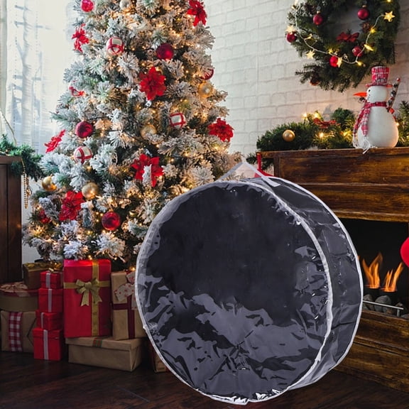 Tuvgenk Wreath Storage Bag Black 24*24*7.8 In Durable Storage Bags Zipper Multifunction Practical for Home Use