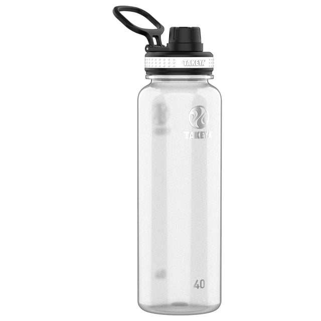 Takeya - Botella de agua Tritan con tapa de boquilla, botella de agua duradera apta para lavaplatos, botella simple y moderna, botella de agua reutilizable con tapa a prueba de fugas, 40 onzas