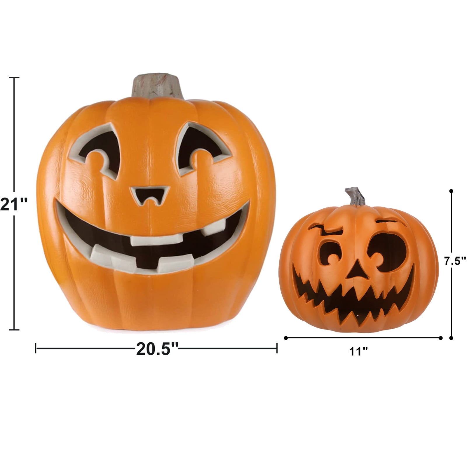 Jack O Lantern - 11in+21in Large Halloween Pumpkin with Pre-lit