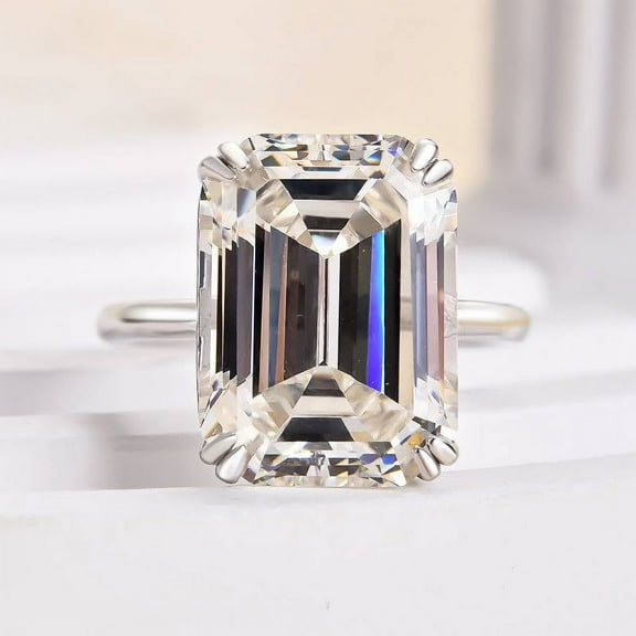 Veda Jewel 14K White Gold Plated 2.4 Ct Emerald Cut Diamond Ring - Solitaire Engagement Ring - Simple Design for Her - Ideal for Proposals and Lasting Memories - Celebrate Your Unique Love Story