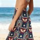 thumbnail image 5 of Pantalones de playa de gasa ligeros para mujer con protección solar, pantalones anchos de estilo bohemio estampados, blusa para mujer, 5 of 7