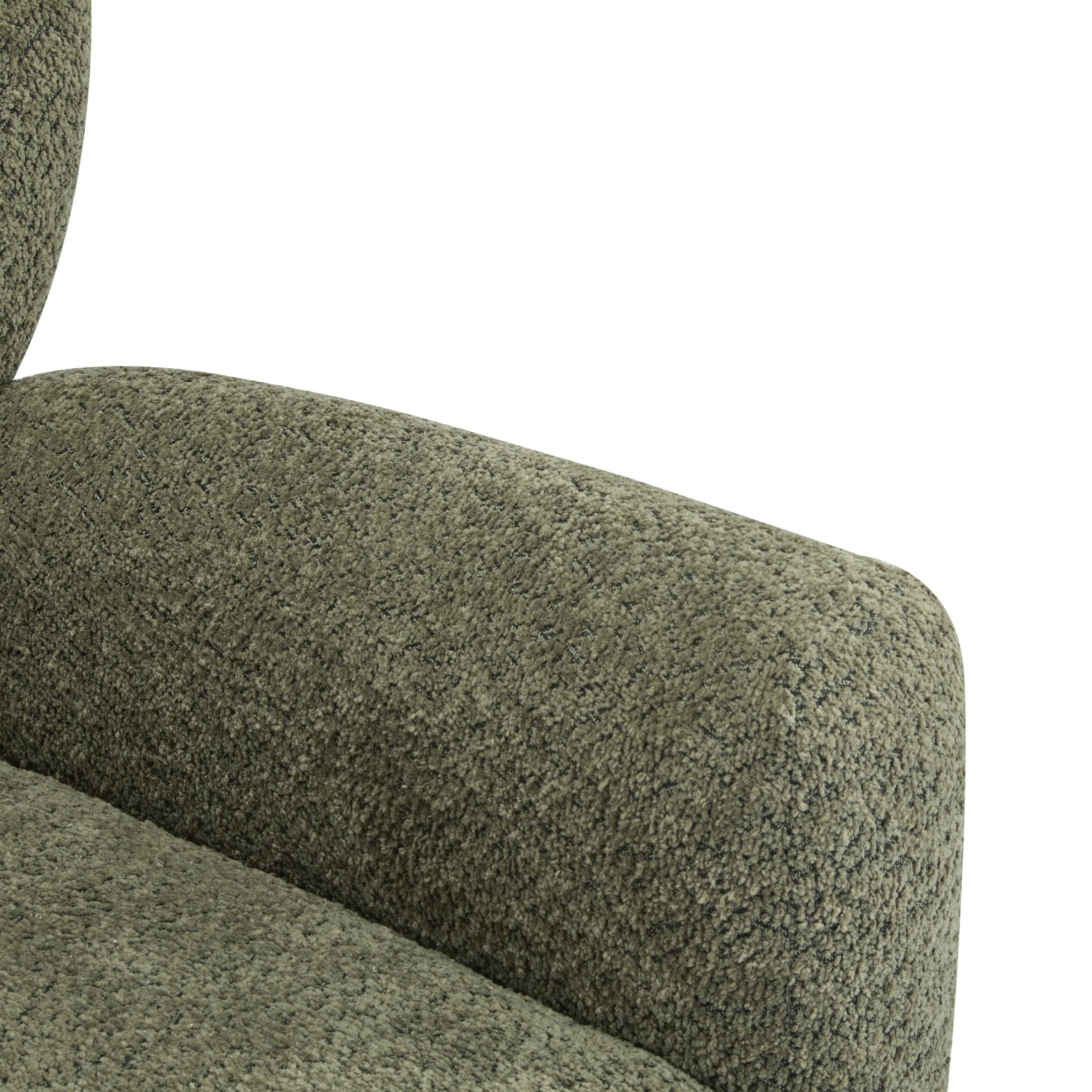 Christopher Knight Home Wingback Chair, Boucle Upholstered Accent Chair with Solid Wood Legs, Olive Green