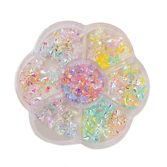dianhelloya Nail Art Supplies 1 Box Nail Decorations Bow-knot Bears Faux Pearl DIY Crafts Creative Nail Art Rhinestones Jewelry for Nail Design