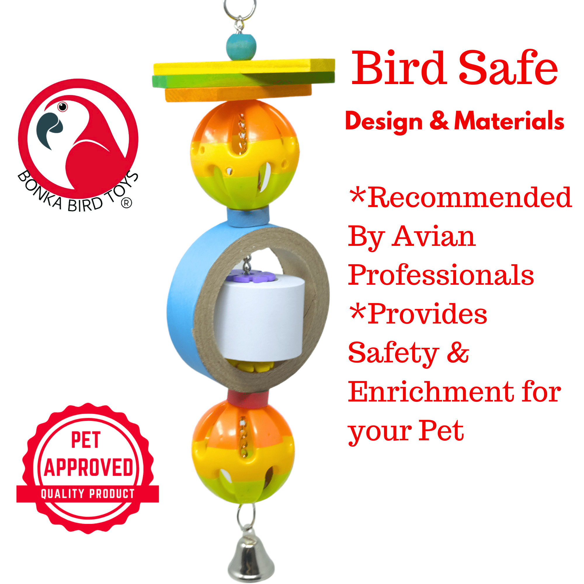 Bonka Bird Toys 2670 Bagel Ball Chew Interactive Forage Shred Parrot Cage Toy