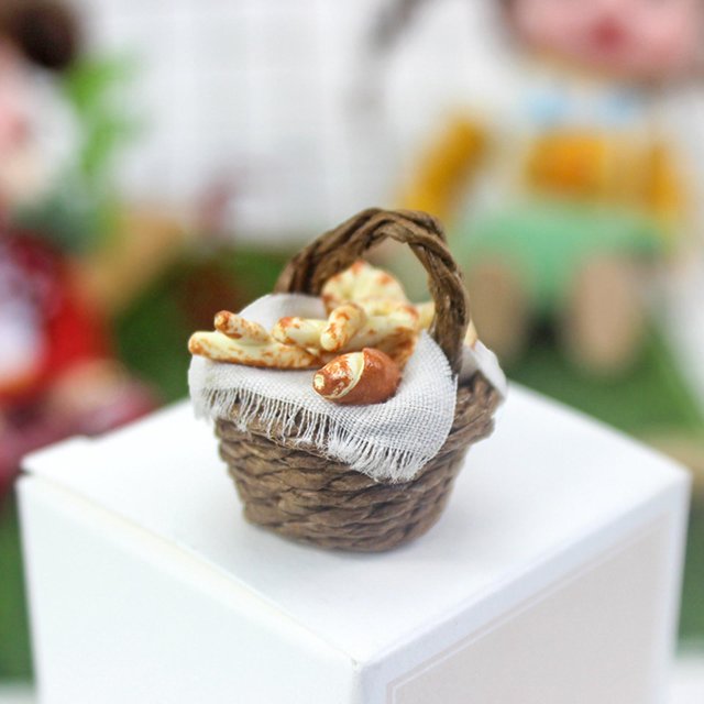 Modelo de Cesta de miniatura Yotijar accesorios 1:6 1:12 Cesta de pan en miniatura