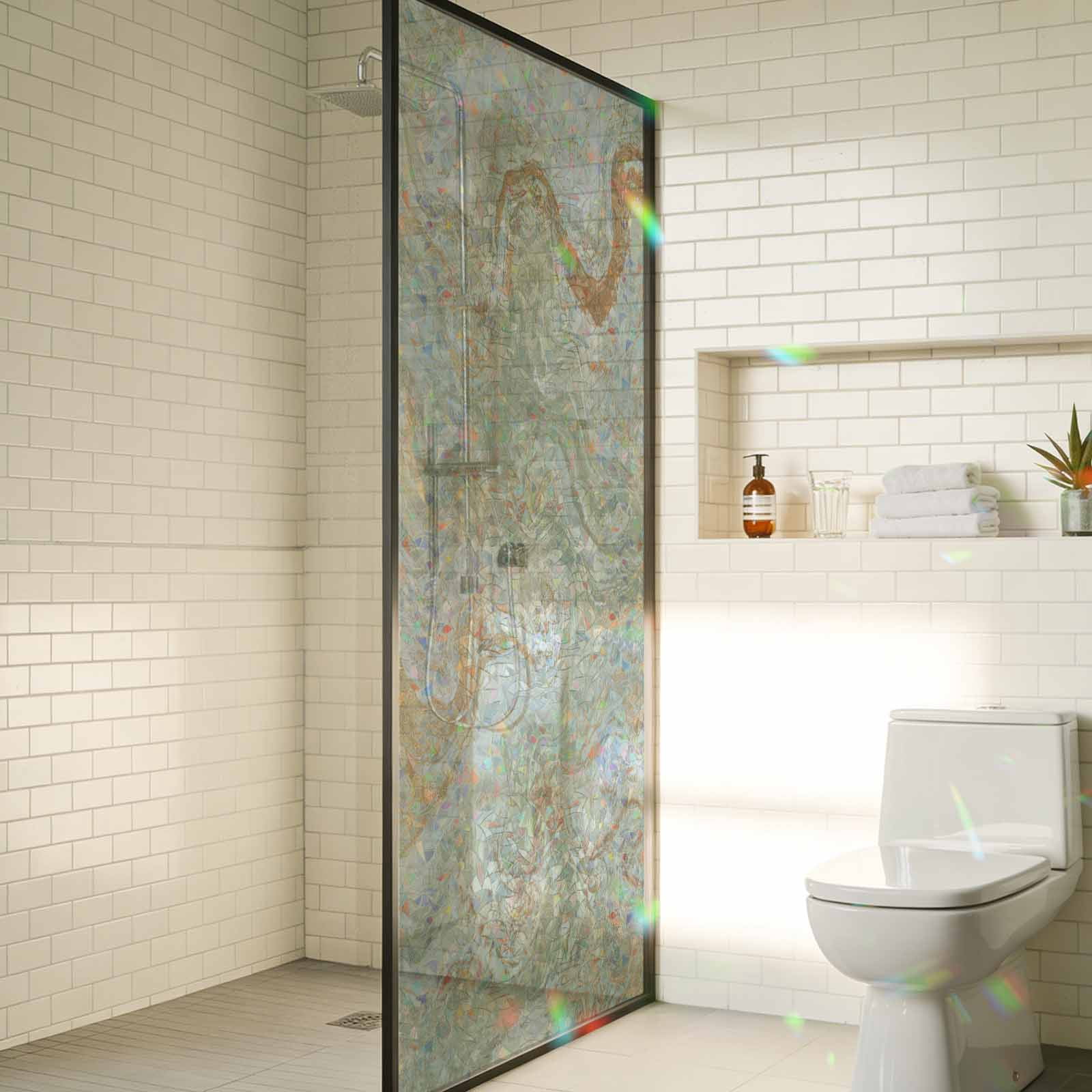 Sage Green Marble Window Privacy Film Stain Glass,Reusable Decorative Rainbow Window Film,Contemporary Abstract Fluid Art Static Cling Sun Blocking Stickers Decals Covers 23.6" x 78.7" (2pcs)