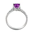 thumbnail image 7 of 2.06 ctw Amethyst Ring with Diamonds 14K White Gold Filigree Cathedral Princess, 7 of 7