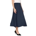 thumbnail image 4 of INSPIRE CHIC Women's A-Line Skirt Elastic High Waist Maxi Skirt with Pockets L Navy Blue, 4 of 5