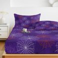 thumbnail image 6 of Full Size Fitted Sheet Set - Purple Halloween 3 Piece Bedding Sets 16" Deep Pocket Fitted Sheet with 2 Pillowcases, Red Black White Net Halloween Brushed Microfiber Hotel Luxury Bed Sheets, 6 of 9