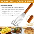 thumbnail image 2 of Visland Wooden Handle Spatula Turner , Stainless Steel Nonstick Slotted Serving Turner, Kitchen Steak Metal Cookie Flipper for Frying, Flipping, Turning, Scooping, Grilling, 2 of 5