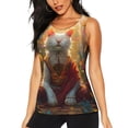 thumbnail image 1 of Fotbe Sunshine Flower Meditating Cat Blusas Sin Mangas para Mujer – Estilo Casual, Corte Suelto, Slim-Fit, Cuello Redondo Deportivo, Tops de Verano para Gimnasio y Yoga-Medium, 1 of 7