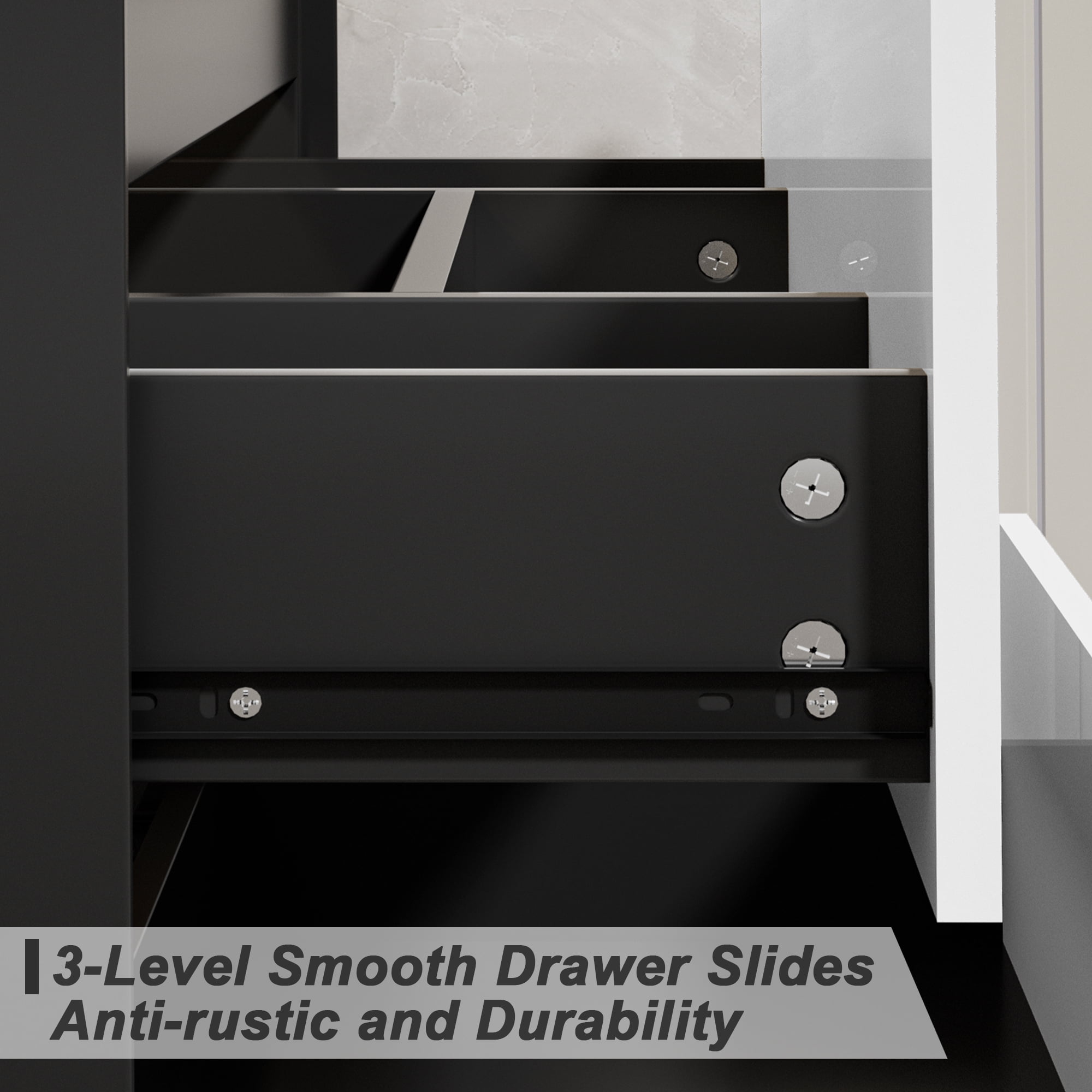 Eclife 24" Black and White Single Bathroom Vanity with Integrated Sink Top, Faucet and Drain