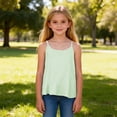 thumbnail image 3 of Eltusu Girls Tank Tops, Breathable Striped Summer Crewneck Sleeveless T-Shirts Green Size 4-5 T, 3 of 7