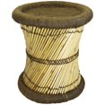 thumbnail image 1 of Natural Geo Moray Accent Stool - Handwoven Navy Green, 1 of 5