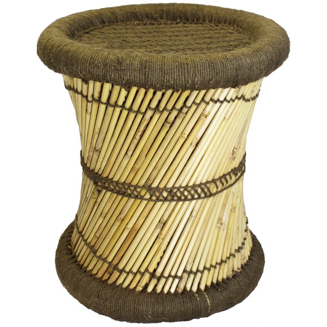 Natural Geo Tabouret d'Accent Moray - Tissé à la Main Vert Marine