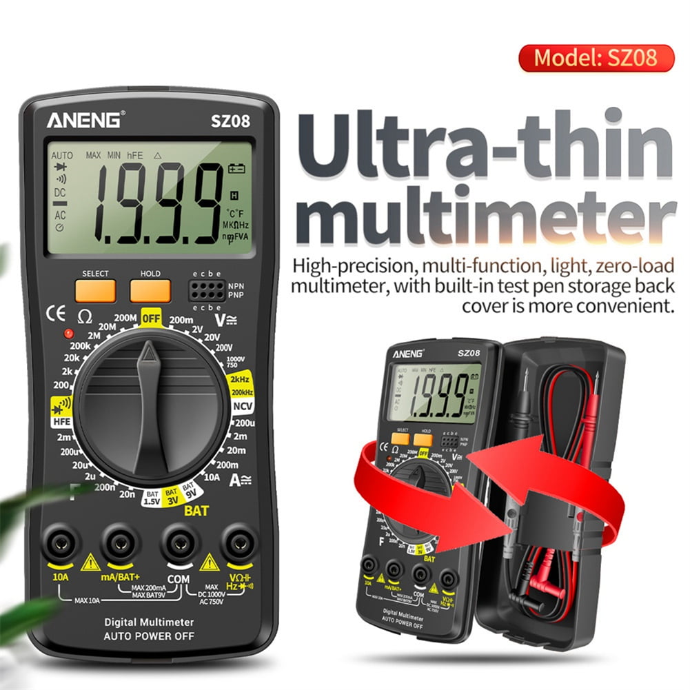 Multimètres ANENG SZ08 Multimètre Numérique Stockage Ultra Mince Multimètre  Professionnel Voltmètre Automatique AC DC 220V Testeurs De Poignée De  Résistance 230629 Du 11,11 €