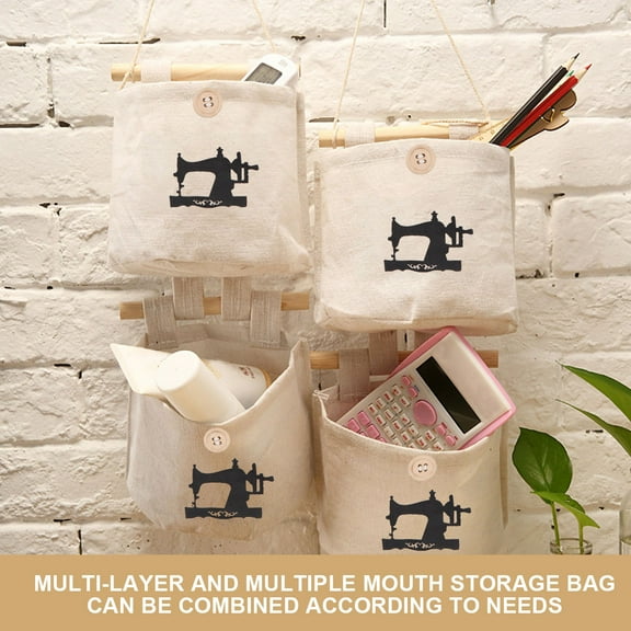 ULTNICE 2PCS Easy Install Wall Mounted Bag Organizer Cotton Beige for Home Users in Bathroom Office