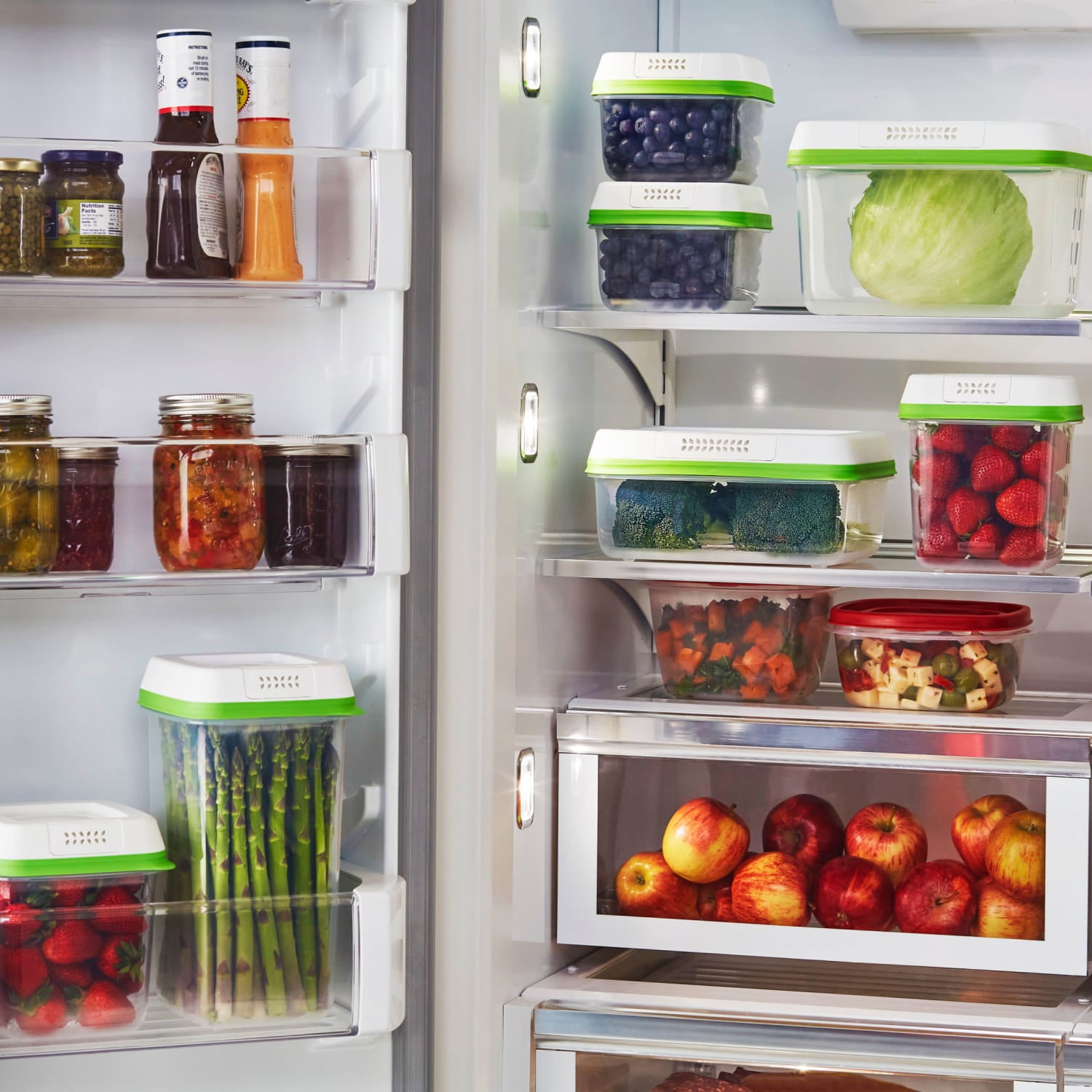Rubbermaid FreshWorks Produce Savers, Medium and Large Produce Storage Containers, 6 Piece Set