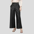 thumbnail image 2 of GNFQXSS Women's High Waisted Belted Wide Leg Faux Leather Pants with Pockets Dressy Trousers for Office Evening & Fashion Events Black S, 2 of 8