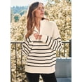 thumbnail image 2 of Women's Quarter Zip Striped Oversized Sweater Mock Turtleneck Pullover Fall Fashion Outfit Winter Trendy Clothes, 2 of 6