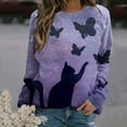 thumbnail image 1 of Amzcrzy Sweat-Shirt pour Femmes et Hiver Décontracté Ample Imprimé Chat Manches Longues Col Rond Chandail Chemises Manches Longues pour Femmes Chandail Chandail en Molleton Col Rond Chandail en Molleton Femmes TG, 1 of 4