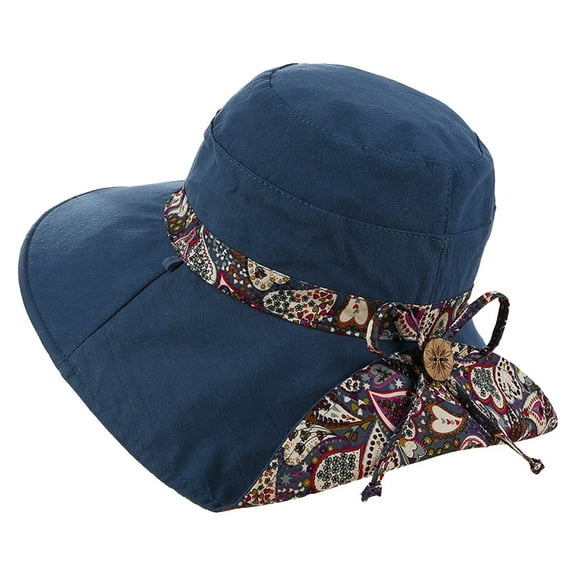 DQRPSEETB Sun Hats for Women Summer Sun Hat Sunscreen Travel Sun Visor Hat Summer Beach Hat Gardening Hat Blue