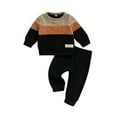 thumbnail image 1 of WIFORNT Baby Boy 2Pcs Fall Outfits Long Sleeve Contrast Color Sweater + Pants Set Warm Clothes, 1 of 9